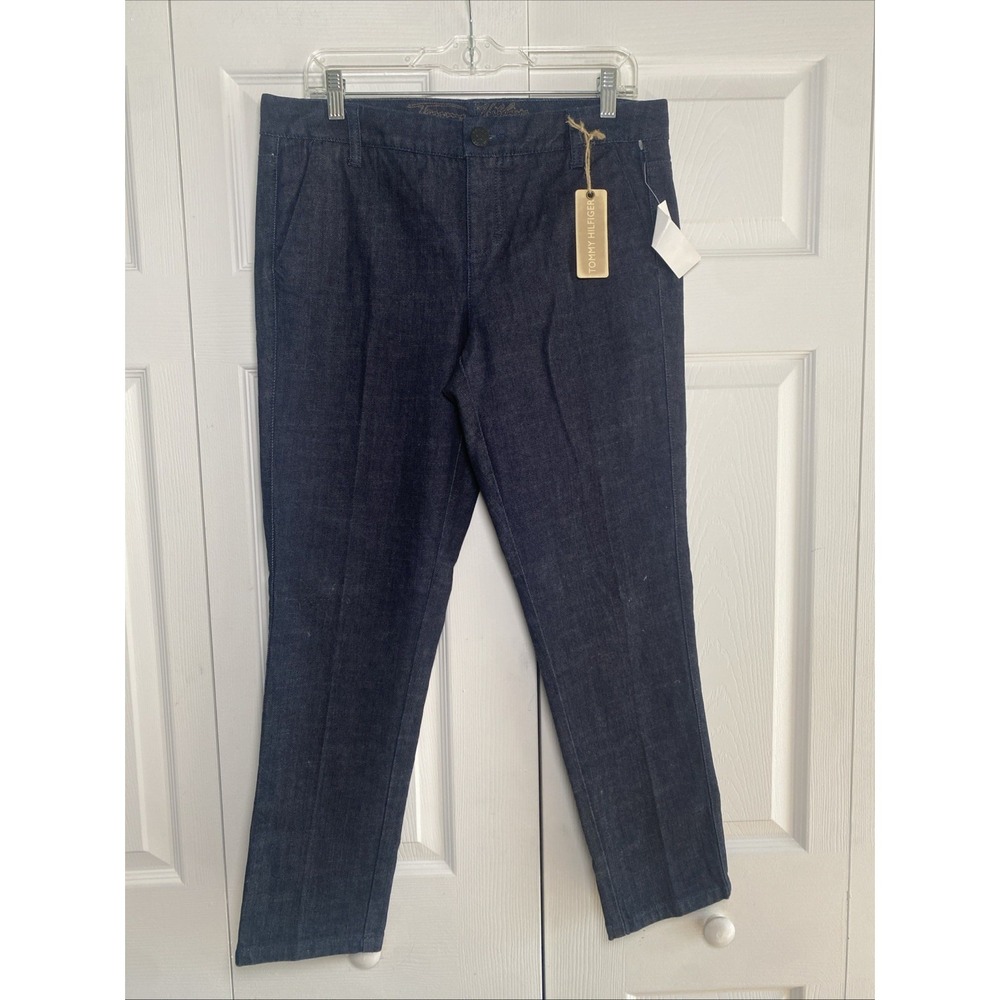 Tommy Hilfiger American Spirit Crop Pants‎ Womens 10 Blue Dark Wash Denim Cotton